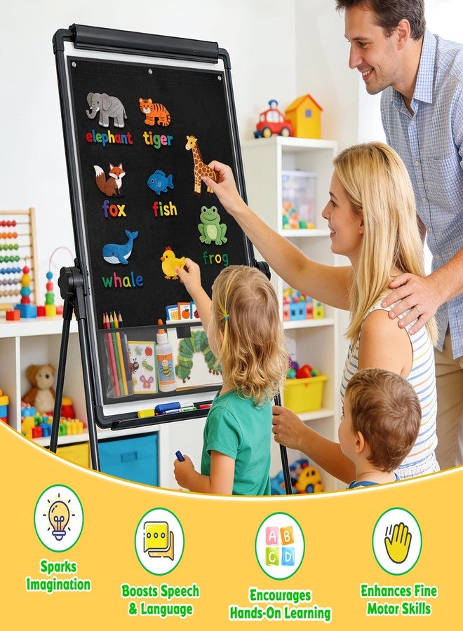 AKAYOK لوحة AKAYOK المصنوعة من اللباد مقاس 24 × 36 بوصة للفصول الدراسية والمنزل - لوحة قصص من الفلانيل مزودة بمغناطيس وجيب شفاف و30 نقطة فيلكرو | التعلم التفاعلي، والجدول المرئي، وسرد القصص للمعلمين وأولياء الأمور والأطفال - Image 2